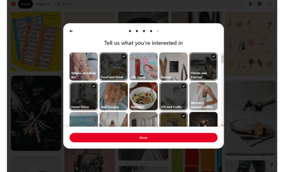 User activation on the Pinterest website