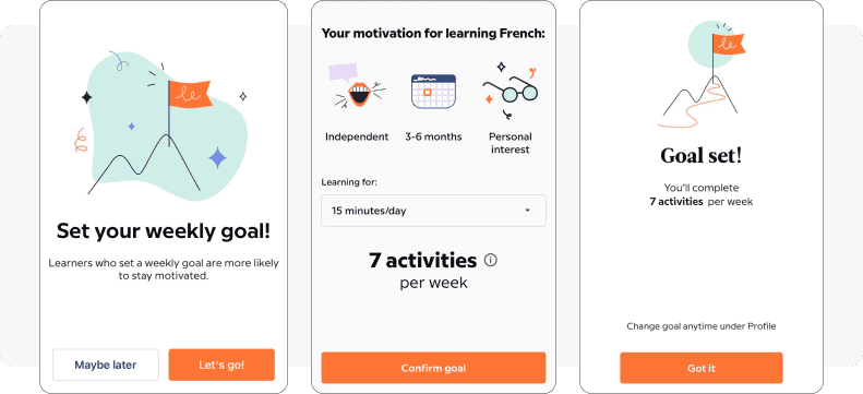 Onboarding setting goal example