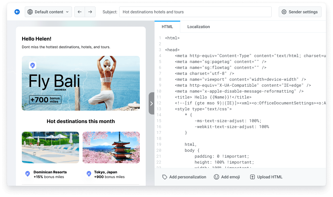 Email html builder Pushwoosh