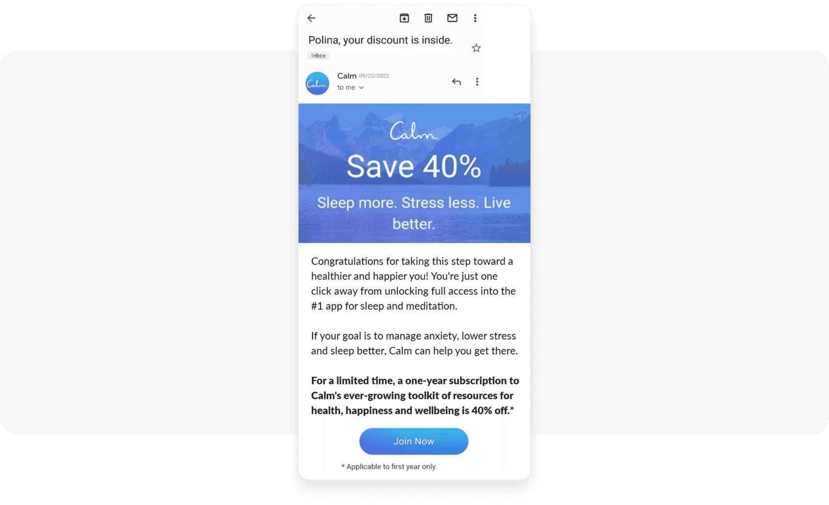 Calm app conversion to premium