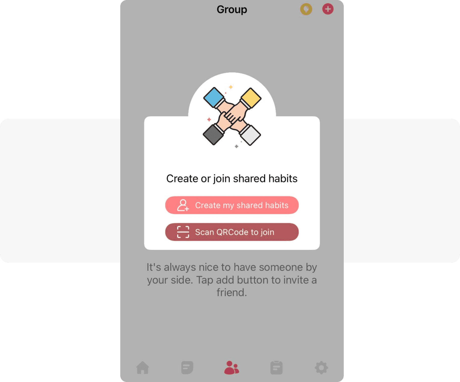 Teaming up with other users in-app example