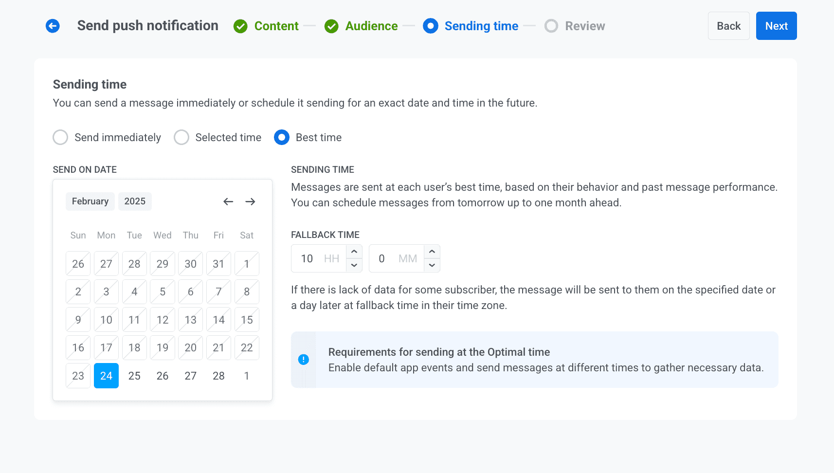 Best time to send push notifications Pushwoosh