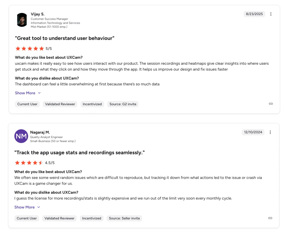 UXCam customer engagement tool review