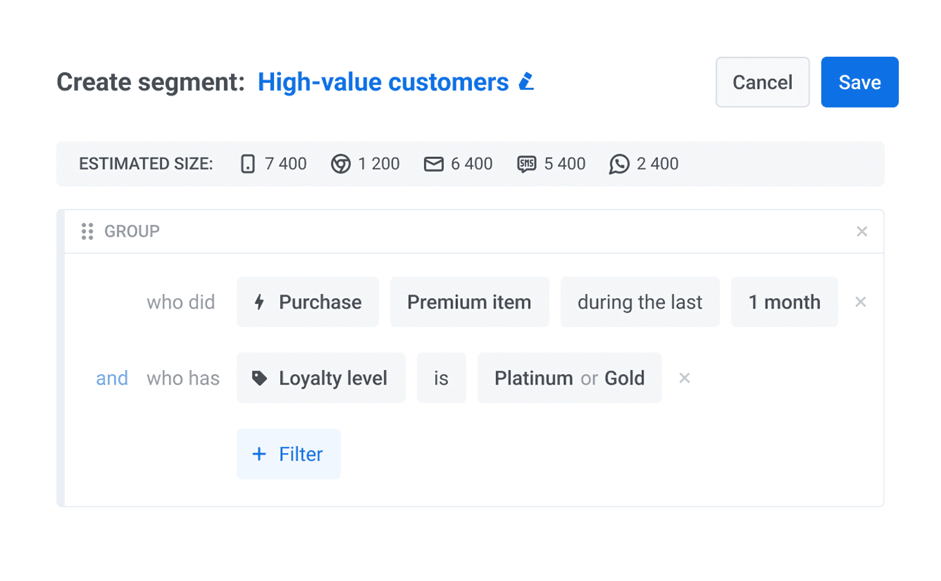 Flexible segmentation interface